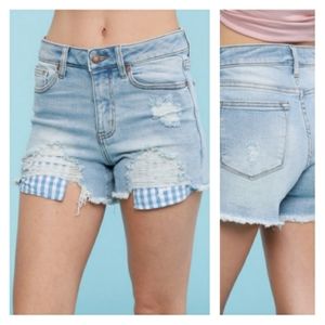 S M L XL Gingham Pocket Mid Rise Shorts